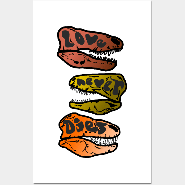 Love Never Dies T-Rex Skulls Wall Art by eddien